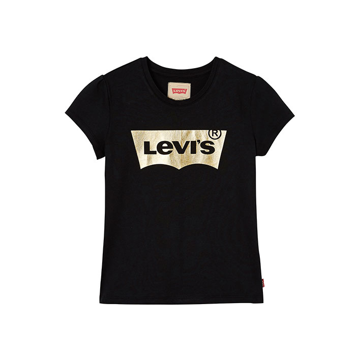 Levis T-shirt m. guld logo til pigerne Caviar