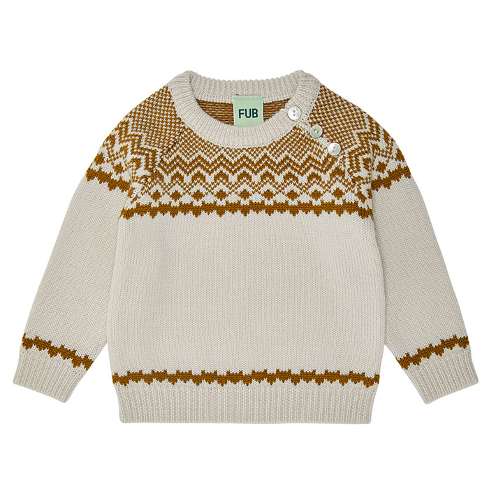 Antagelser, antagelser. Gætte Rettsmedicin Morse kode FUB Baby Nordic Sweater Uld - Ecru / Sienna - KØB ONLINE