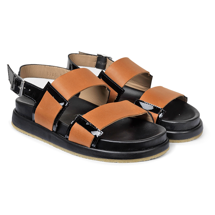 Sandal m. fodseng - Sort / Brun - ONLINE